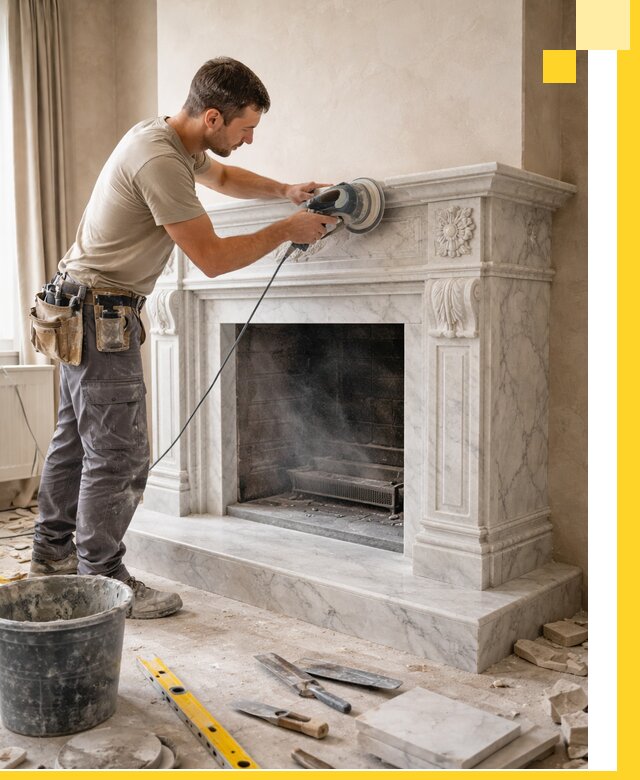 Изготовление и установка мраморных каминов в Лениногорске под ключ