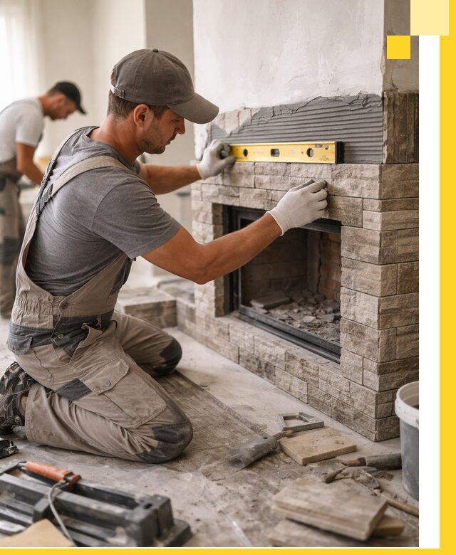 Облицовка каминов в Лениногорске, монтаж и отделка натуральным камнем