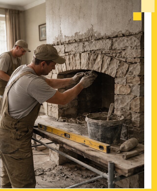 Изготовление каминов под ключ в Лениногорске, монтаж и отделка