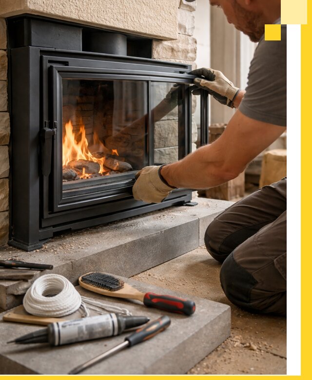 Производство, монтаж и доставка каминов со стеклом в Лениногорске