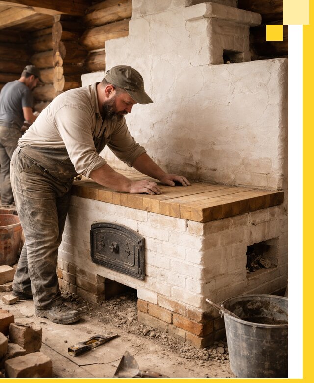 Проектирование и установка русской печи с лежанкой в Лениногорске