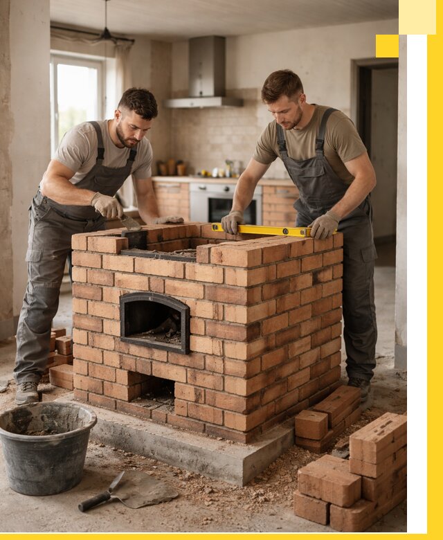 Установка и монтаж печей в частном доме в Лениногорске под ключ