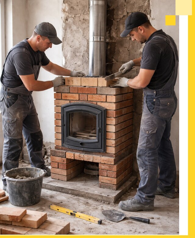 Монтаж печи камина под ключ в Лениногорске с гарантией и пусконаладкой