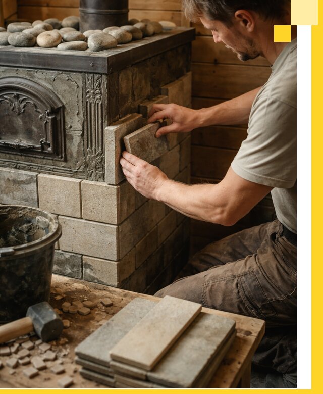 Облицовка банных печей в Лениногорске профессиональная отделка