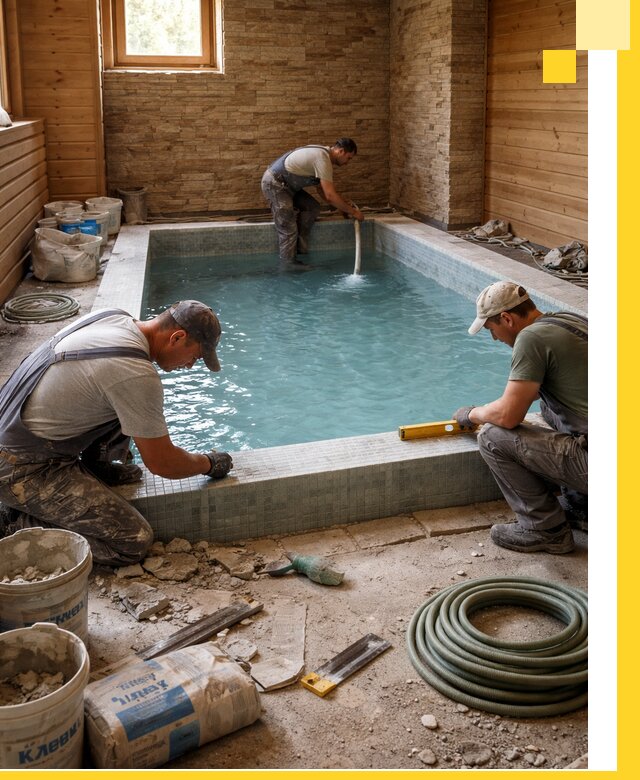 Проектирование и строительство бассейнов для бани в Лениногорске