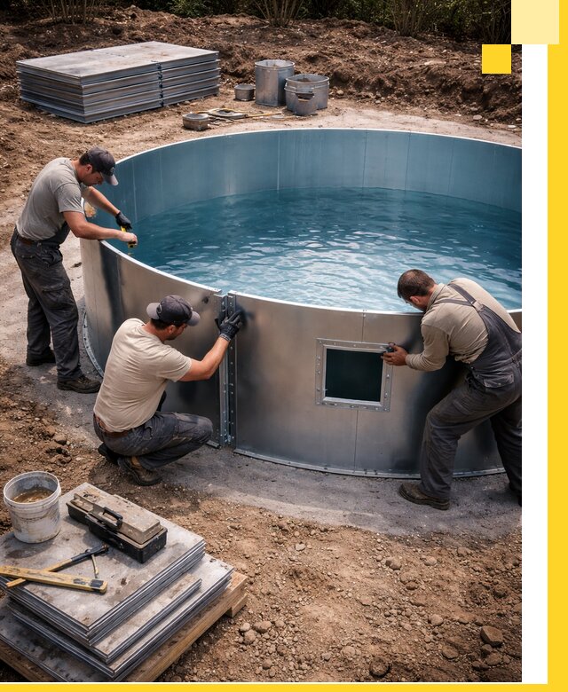 Круглые бассейны под ключ в Лениногорске проектирование и монтаж