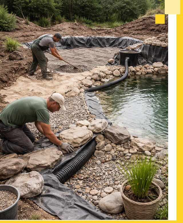 Строительство природных бассейнов и озер в Лениногорске под ключ