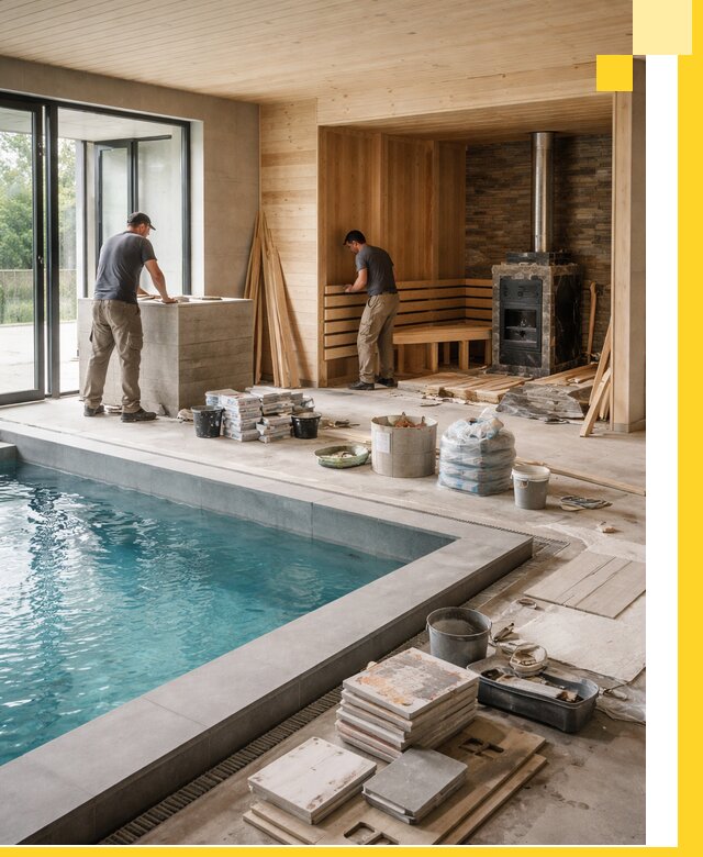 Проектирование и строительство бань с бассейном в Лениногорске