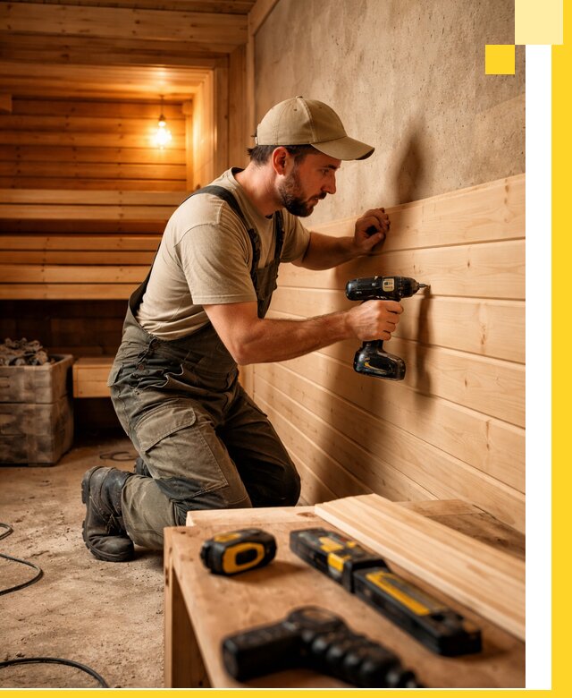 Профессиональная внутренняя отделка бани в Лениногорске под ключ