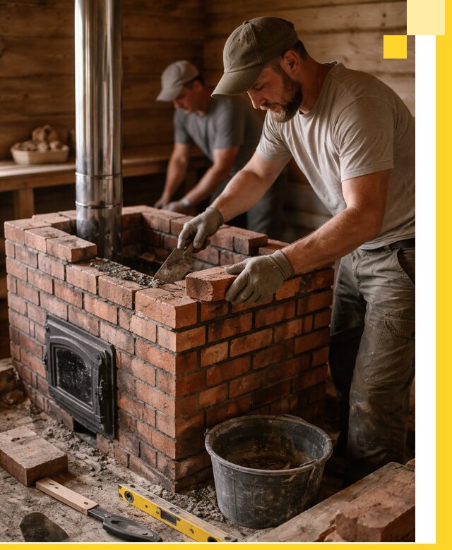 Кирпичные печи для бани под ключ в Лениногорске, проект и монтаж