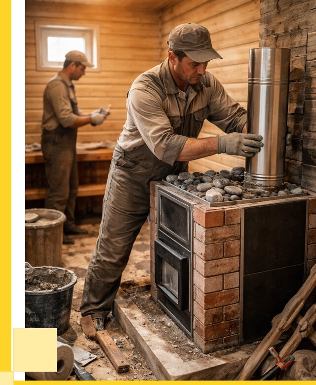 Монтаж печи в бане под ключ в Лениногорске от 20640 р. | ЭриданЛнр