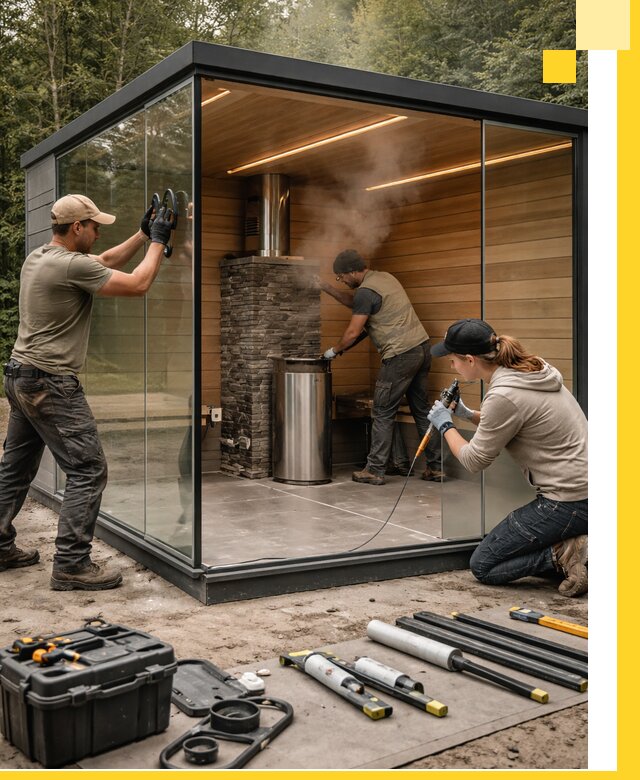 Проектирование и строительство стеклянных бань в Лениногорске