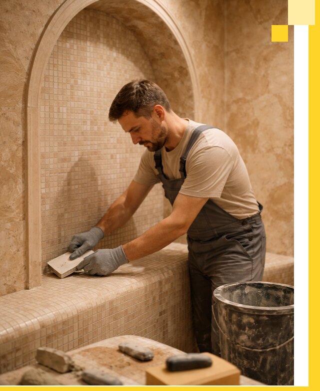 Профессиональная отделка хамамов с мозаикой под ключ в Лениногорске