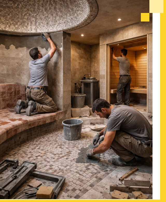 Проект и строительство хамама бани и сауны под ключ в Лениногорске