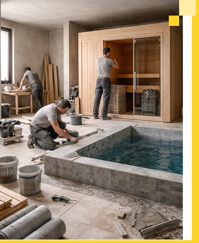 SPA зоны под ключ с бассейном сауной и печью в Лениногорске